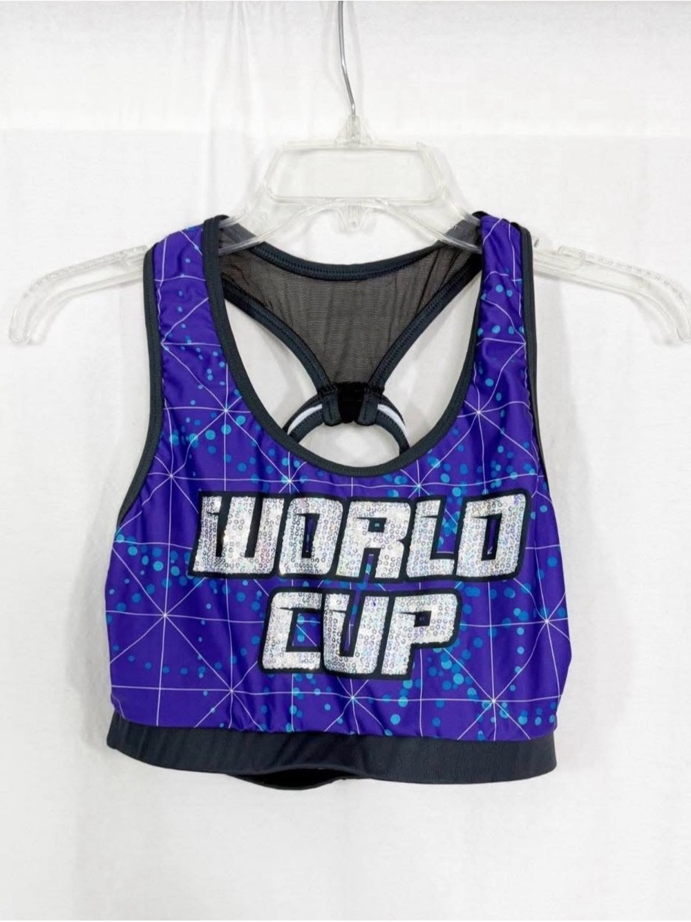 Varsity World Cup Sports Bra, Size Small, Purple